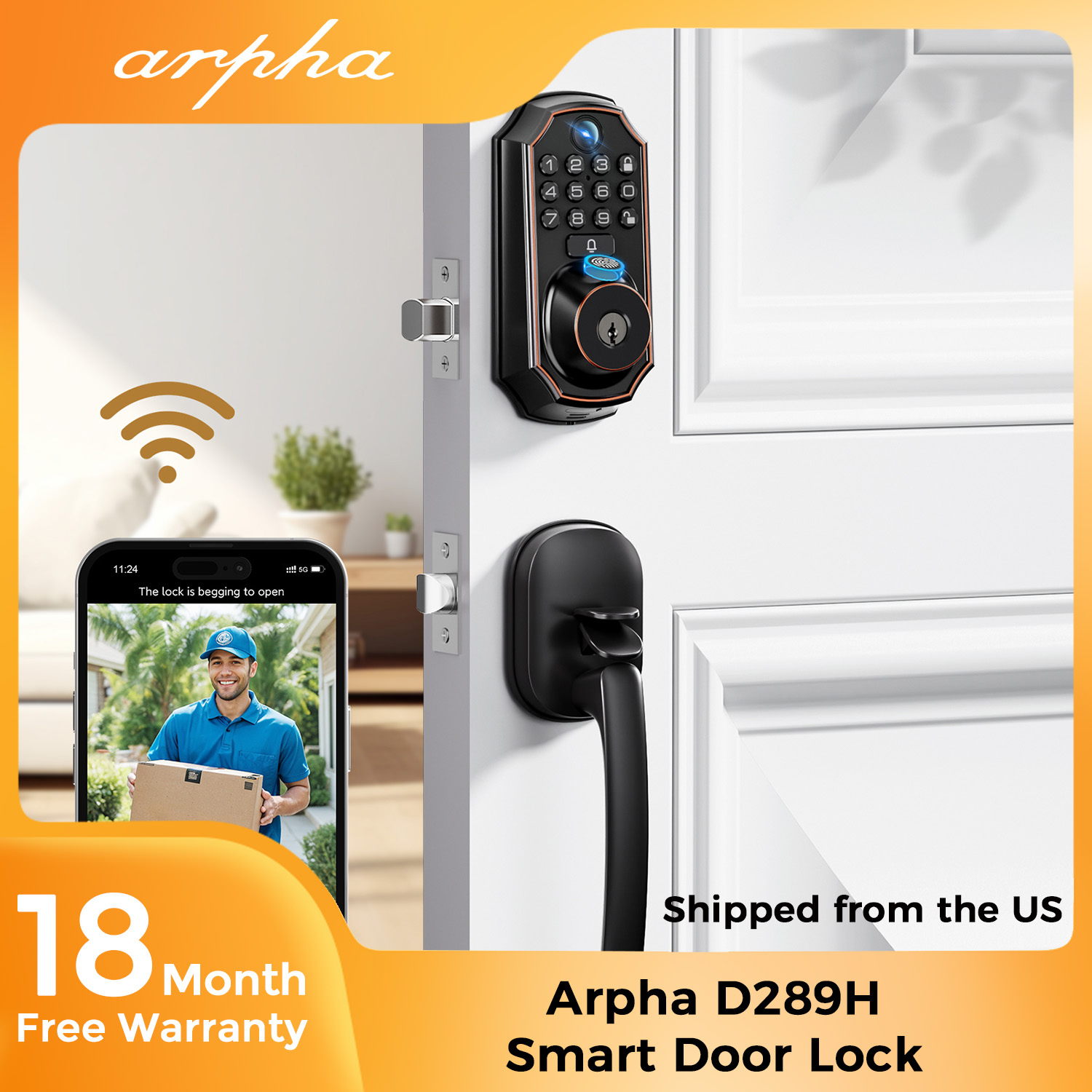 Home Security Front Door Camera - ARPHA D289H Akıllı Kapı Kilidi: Kamera,